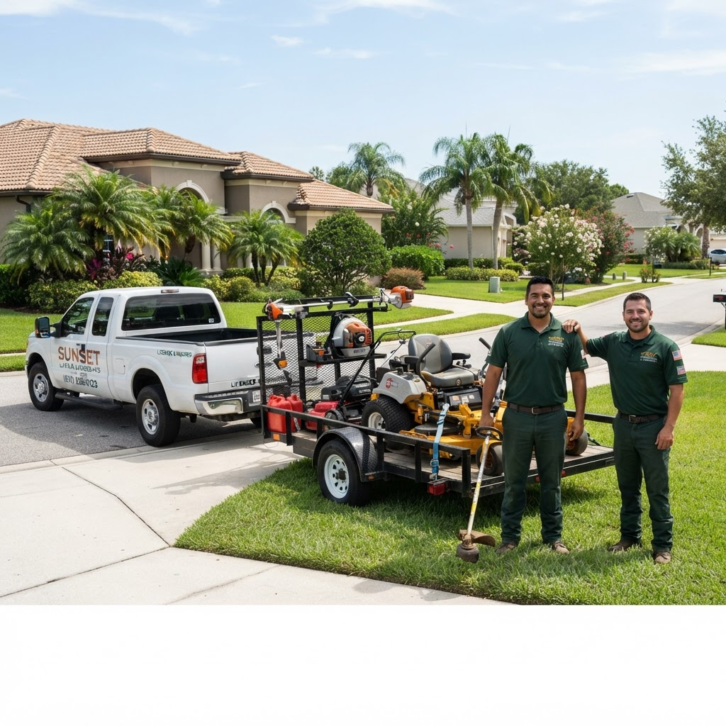 The GreenGo crew with their work truck and equipment